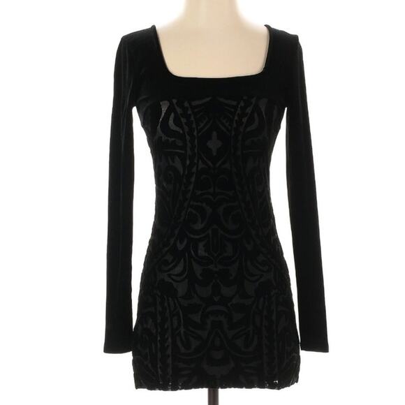 Free People Boogie Nights Gothic Brocade Damask Jacquard Stretchy Dress - Picture 1 of 7